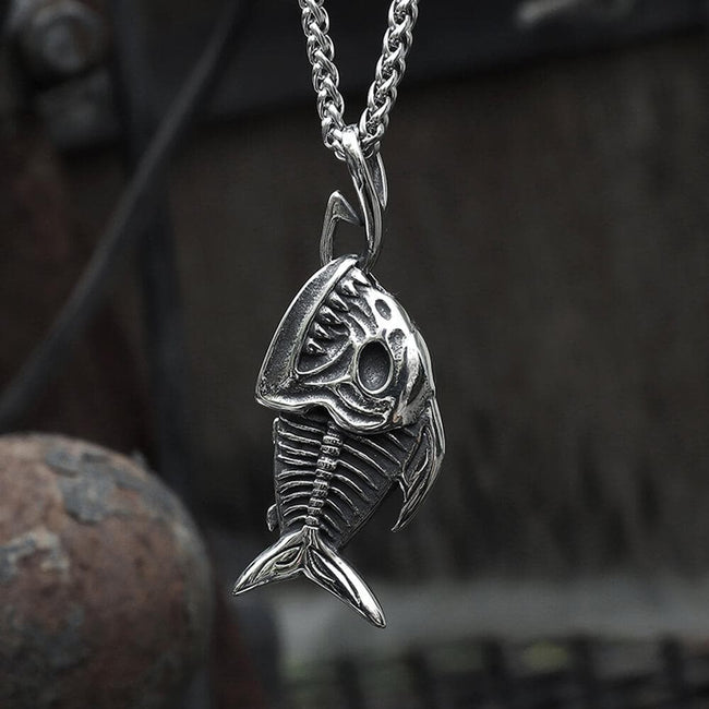 Fish Skeleton Stainless Steel Pendant Hover Image