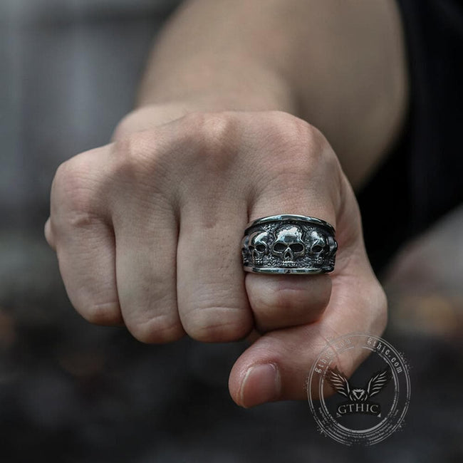 Five Skulls Stainless Steel Ring Main Image
