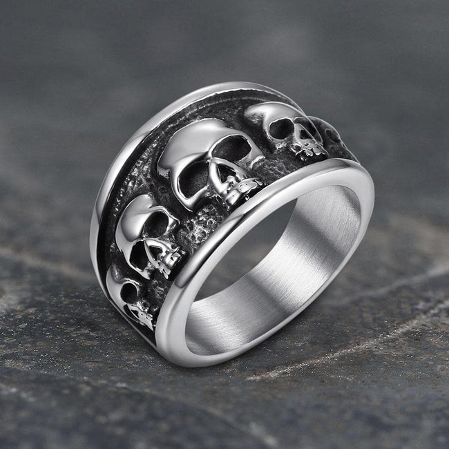 Five Skulls Stainless Steel Ring Hover Image