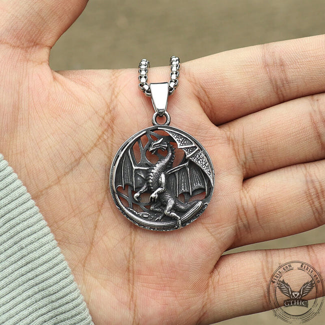 Flying Dragon Amulet Stainless Steel Pendant Main Image