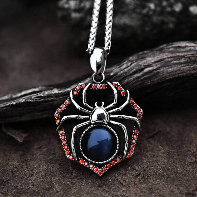 Gemstone Spider Stainless Steel Pendant Hover Image
