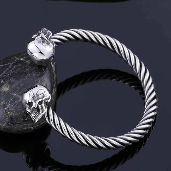 Ghost Head Stainless Steel Opening Bracelet Hover Image