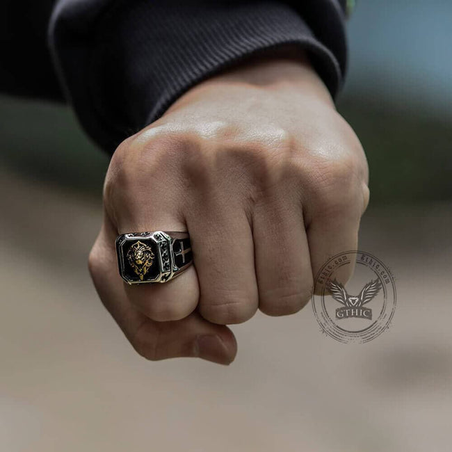 Golden Lion Stainless Steel Beast Ring Main Image