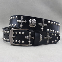 Gothic Cross Skull Studded Y2K Alloy Leather Belt