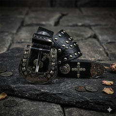 Gothic Cross Skull Studded Y2K Alloy Leather Belt