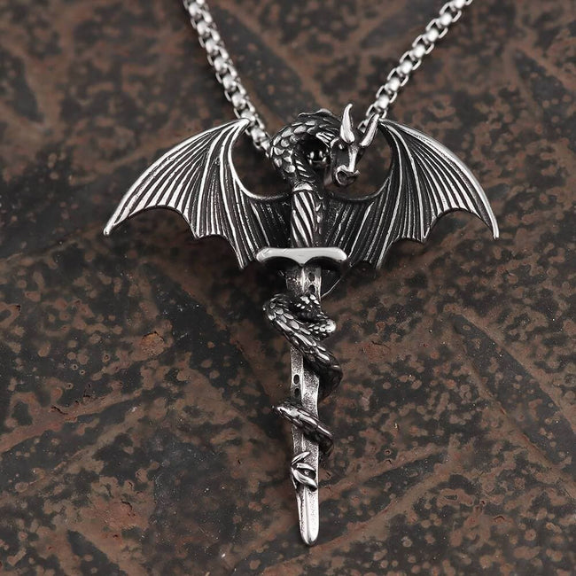 Gothic Dragon Stainless Steel Pendant Hover Image