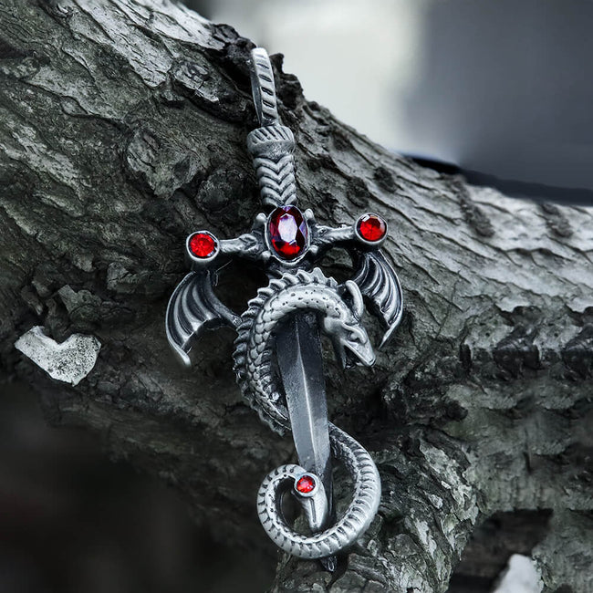 Gothic Dragon Sword Pure Tin Necklace Hover Image