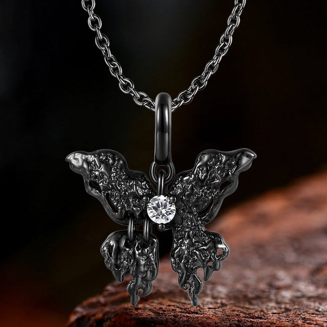 Gothic Liquid Butterfly Zircon S925 Silver Pendant Hover Image