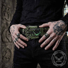 Gothic Multiple Skull Rhinestone PU Leather Belt