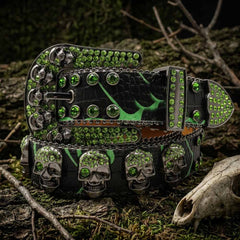 Gothic Multiple Skull Rhinestone PU Leather Belt