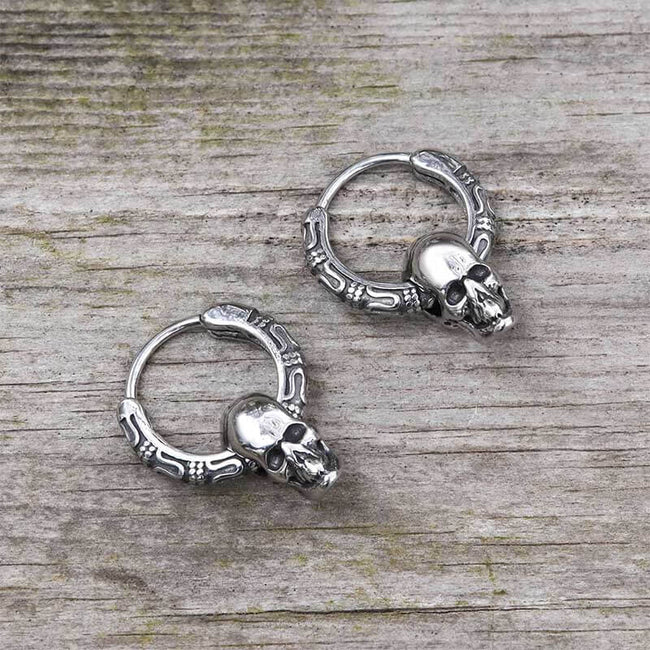 Gothic Pattern Skull Stainless Steel Earrings Hover Image