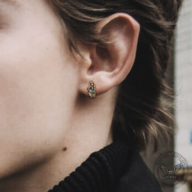 Gothic Skull Hand Bone Sterling Silver Stud Earrings Main Image