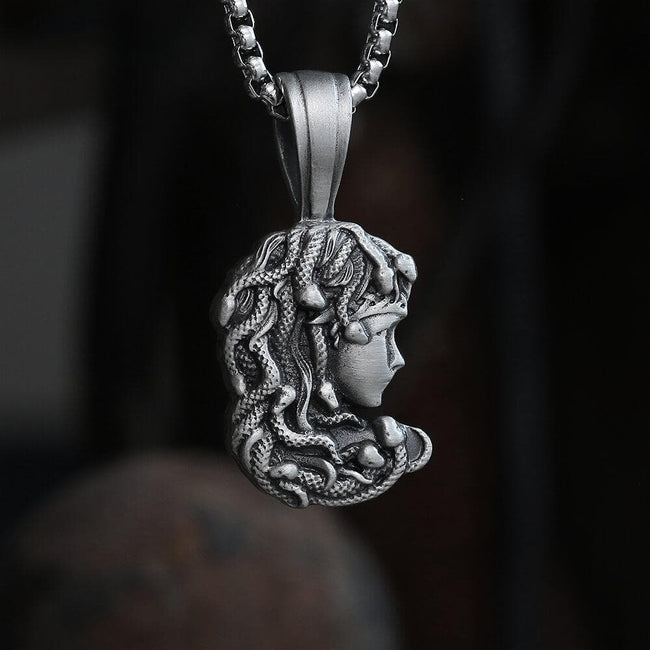 Greek Mythology Medusa Pure Tin Necklace Hover Image