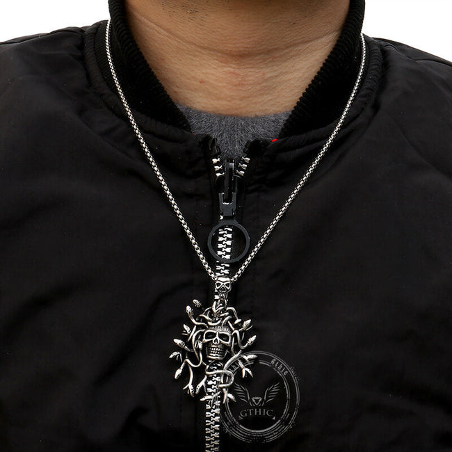 Greek Mythology Snake Hair Skull Stainless Steel Pendant Main Image