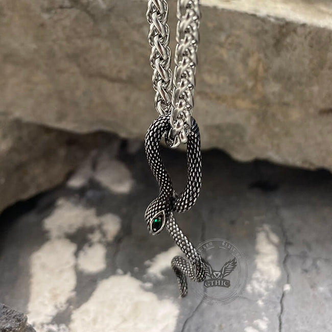 Green Eye Snake Stainless Steel Pendant Main Image