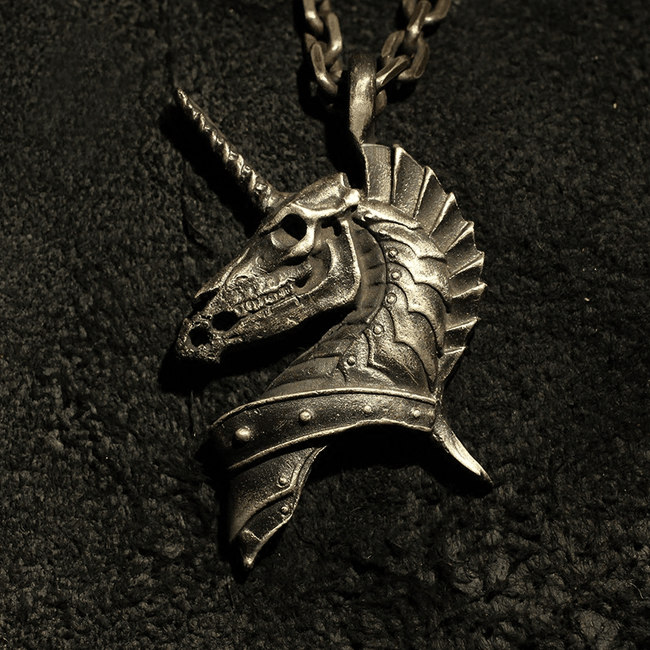 Unicorn Holy Beast Sterling Silver Brass Pendant Main Image
