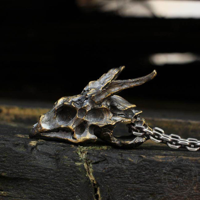 Dragon Sterling Silver Mens Skull Necklace Main Image