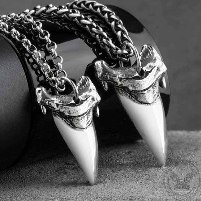 Shark Teeth Sterling Silver Animal Pendant Hover Image