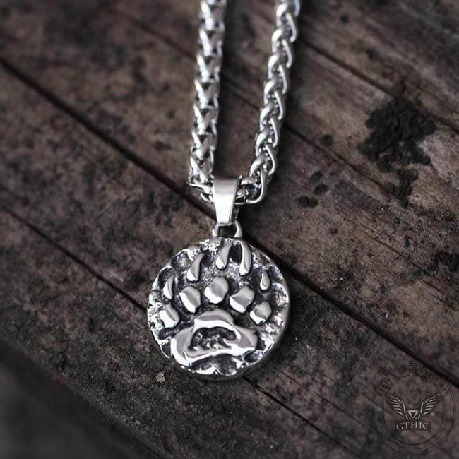 Bear Claw Amulet Stainless Steel Viking Necklace Hover Image