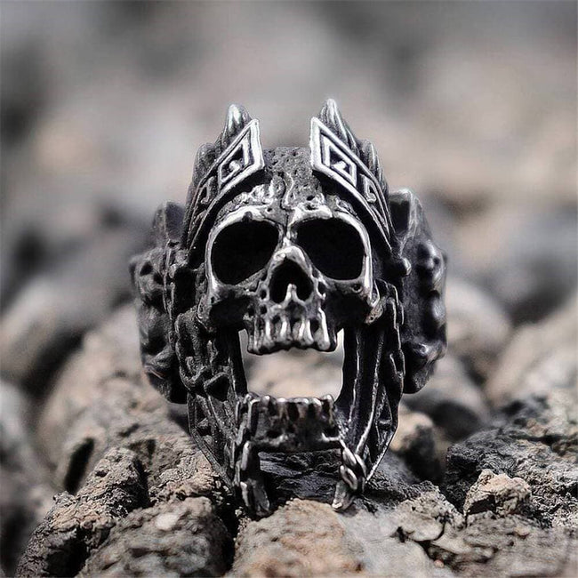 God of War Ares Stainless Steel Skull Ring Hover Image