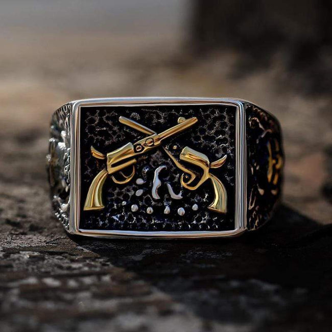 Double Guns Stainless Steel Ring Hover Image