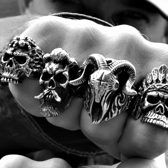 The Devil Satan Stainless Steel Skull Ring Main Image