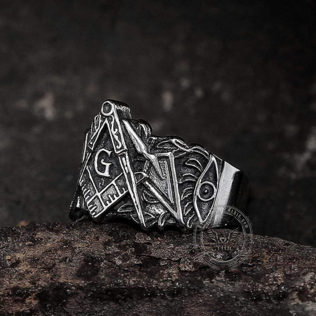 Classic Masonic Symbol Stainless Steel Freemason Ring Main Image