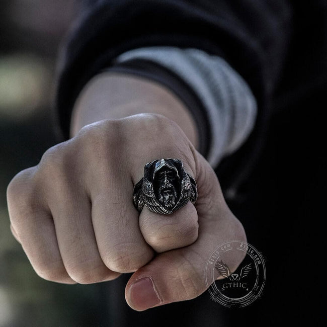 Mythology Odin Wolf Stainless Steel Viking Ring Main Image