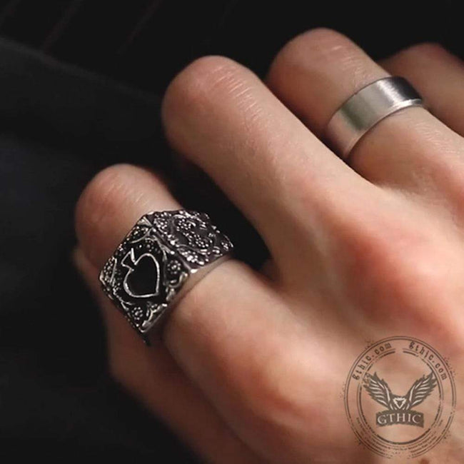Poker Spades Stainless Steel Biker Ring Main Image