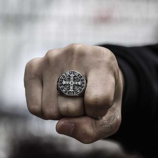 St. Benedict Stainless Steel Cross Ring Main Image