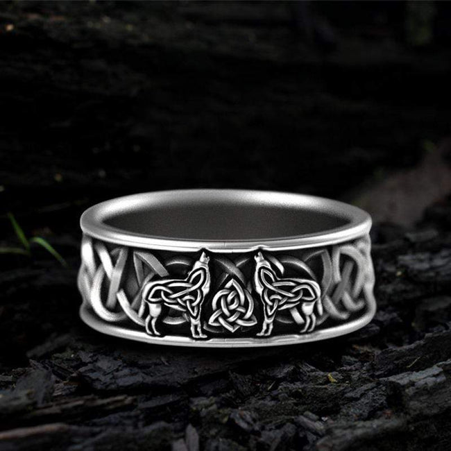 Fenris-wolf Stainless Steel Viking Ring Hover Image