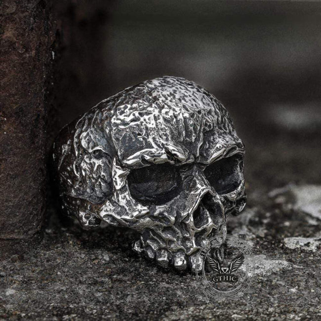 Vintage Rugged Stainless Steel Skull Ring Hover Image