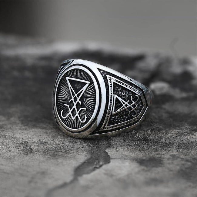 GTHIC Sigil Of Lucifer Stainless Steel Ring Hover Image