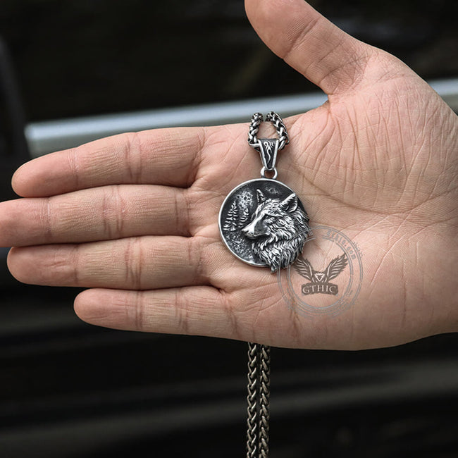 Guardian Wolf Stainless Steel Viking Pendant Main Image