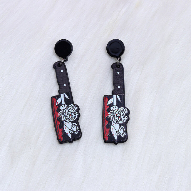 Halloween Acrylic Knife Dangle Earrings Hover Image