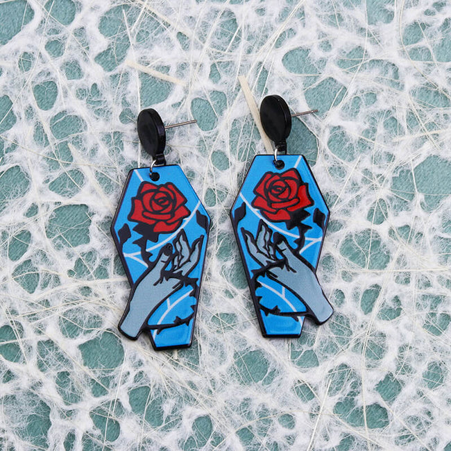 Halloween Coffin Acrylic Dangle Earrings Main Image
