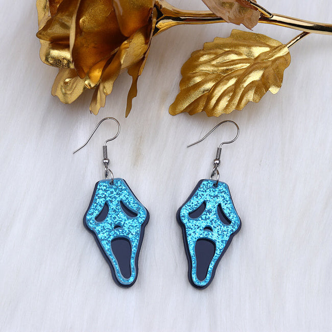 Halloween Grimace Skull Acrylic Earrings Hover Image