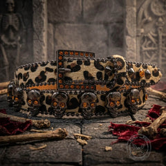 Hip-Hop Leopard Gem Skull Studded PU Leather Belt