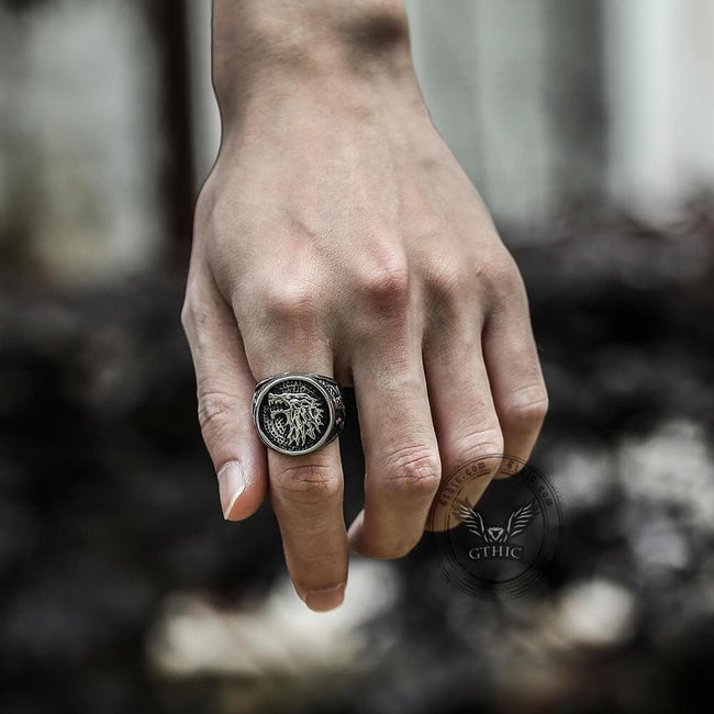 Growling Direwolf Stainless Steel Ring Main Image