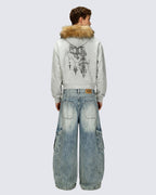 American Street Style Printed Hoodie Jacket