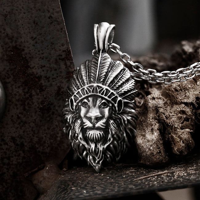 Indian Lion King Pure Tin Necklace Hover Image