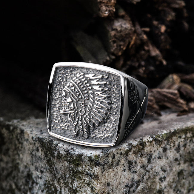Indian Stainless Steel Skull Ring Hover Image