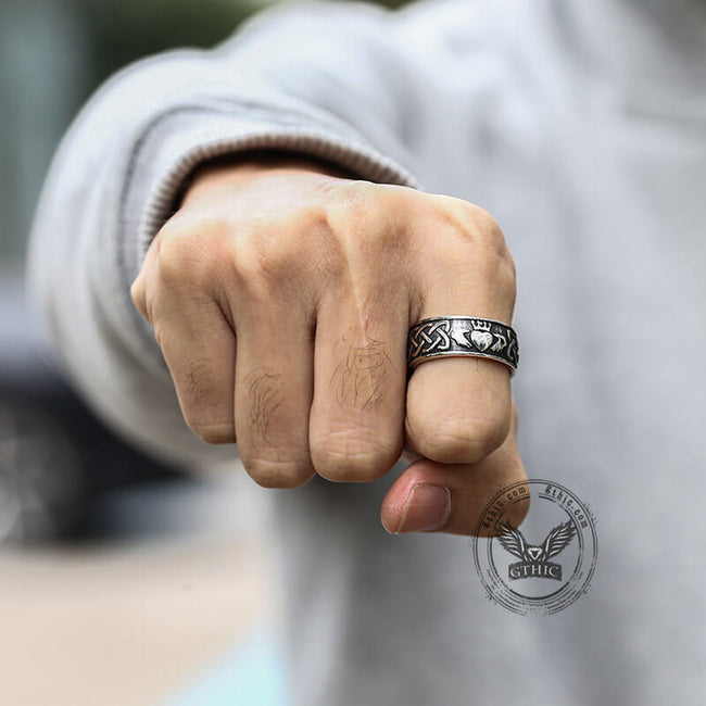 Irish Claddagh Stainless Steel Viking Ring Main Image