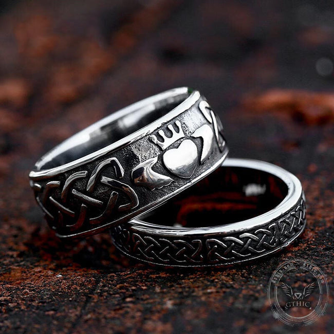 Irish Claddagh Stainless Steel Viking Ring Hover Image