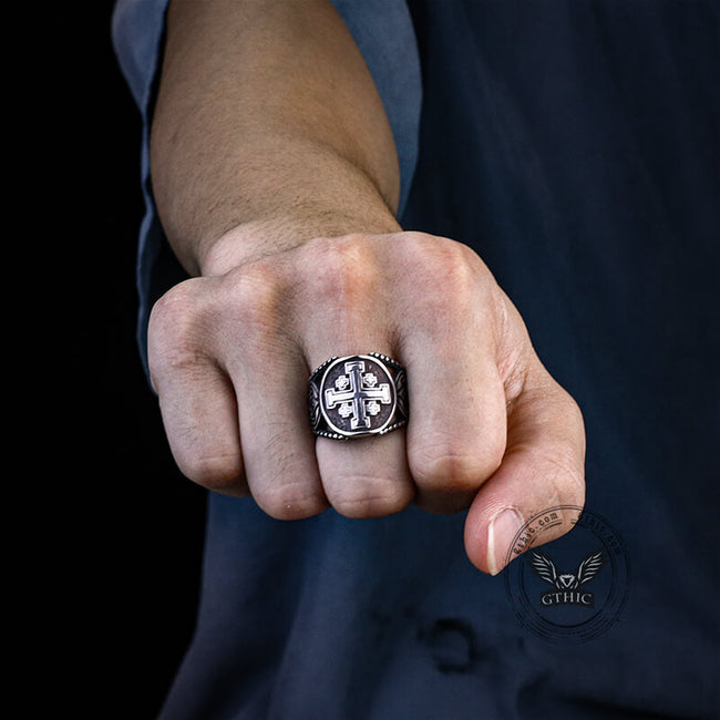 Jerusalem Cross Stainless Steel Religion Ring Main Image