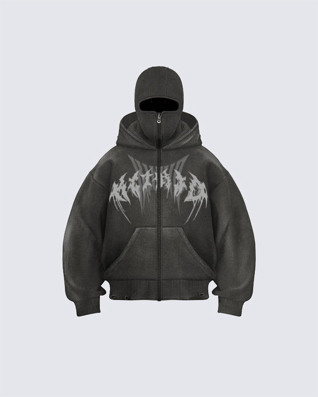KIIKIO Stonewashed Balaclava Integrated Hoodie Hover Image