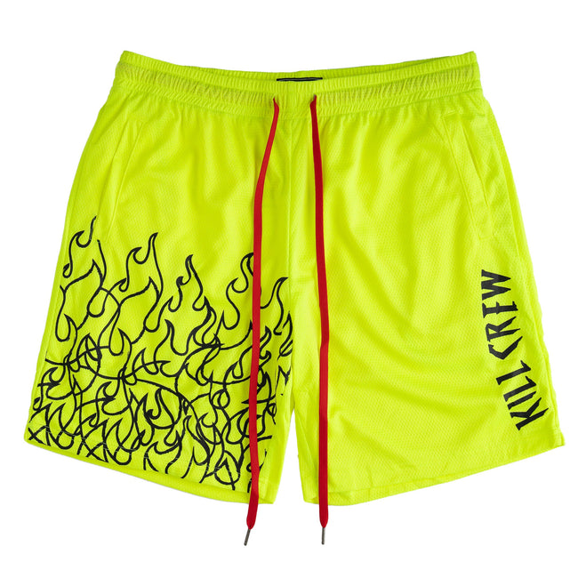 RELAXED CUT SHORTS FLAME - NEON YELLOW / BLACK Hover Image