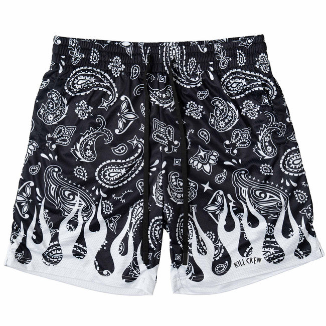 RELAXED CUT SHORTS BANDANA FLAME - BLACK / WHITE Hover Image