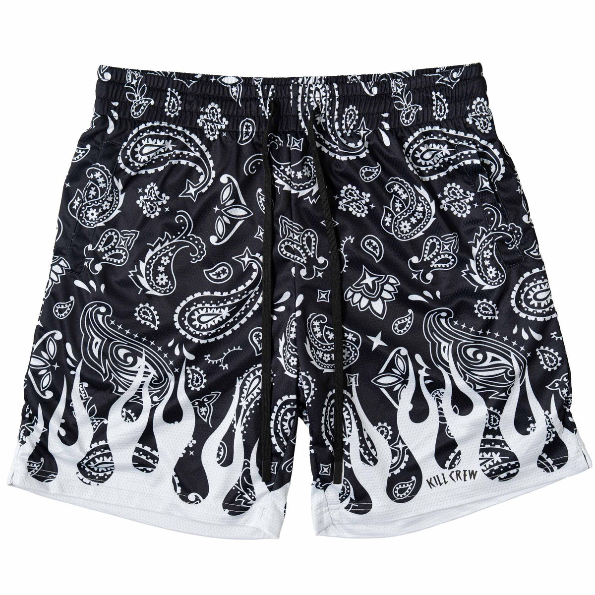 RELAXED CUT SHORTS BANDANA FLAME - BLACK / WHITE