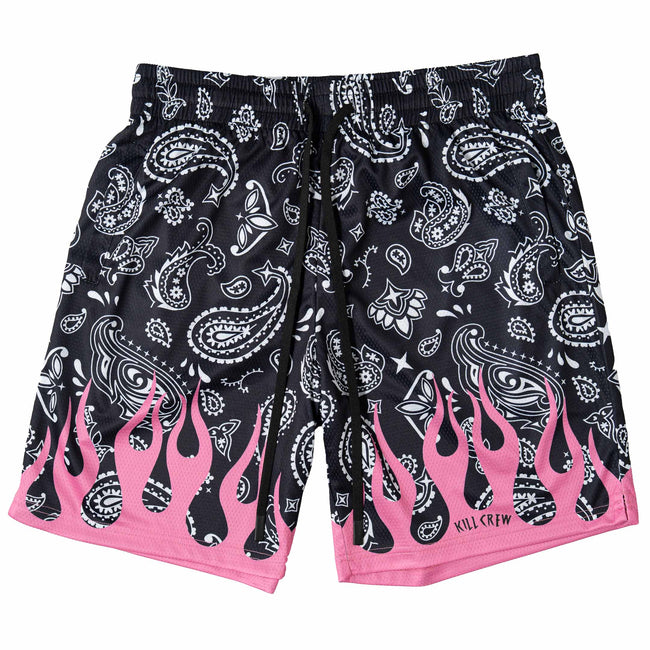 RELAXED CUT SHORTS BANDANA FLAME - BLACK / PINK Hover Image